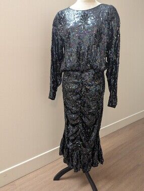 Marquis Romanelli Couto  Black and Silver Sequin Gown